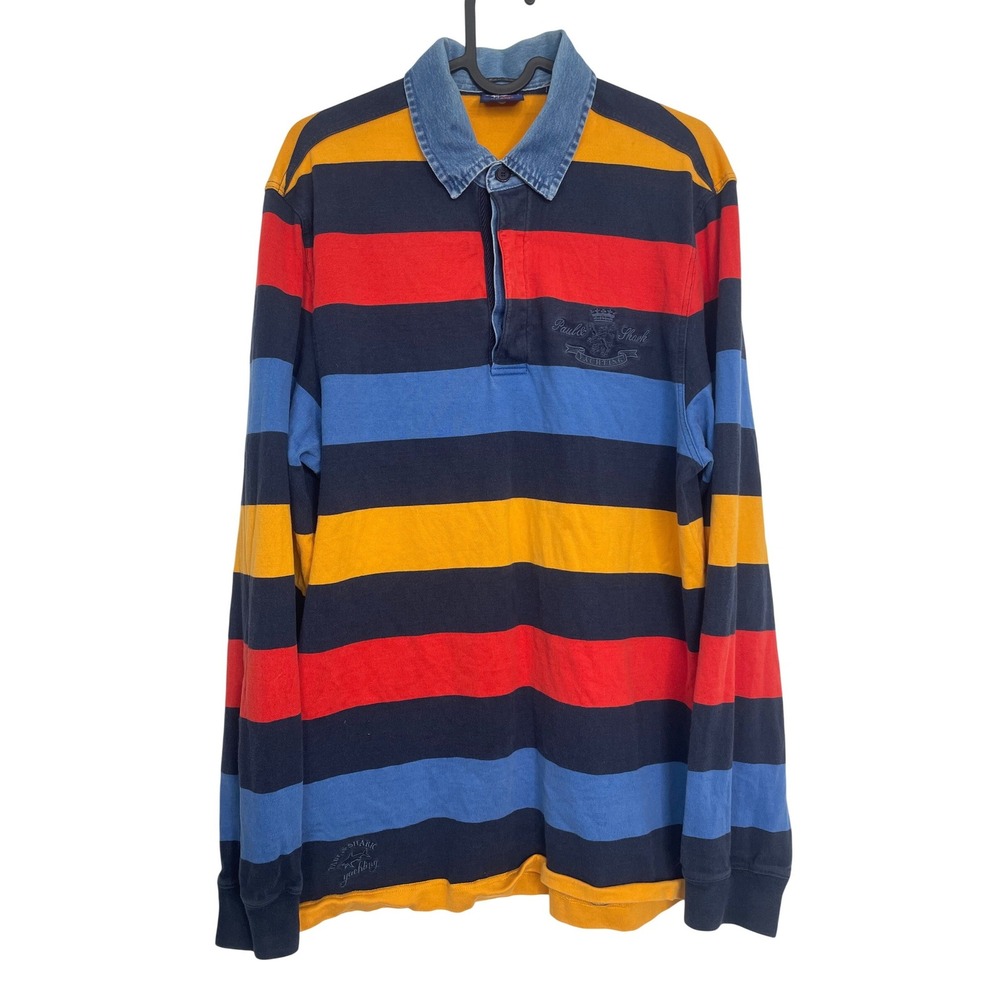 Paul & Shark Yachting Vintage Rugby Shirt Striped Multi Colour Large